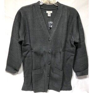 Vintage 1999 Yarn Works w/Tags Cardigan sweater Gray LongSleeve Classic Capsule